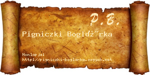 Pigniczki Boglárka névjegykártya